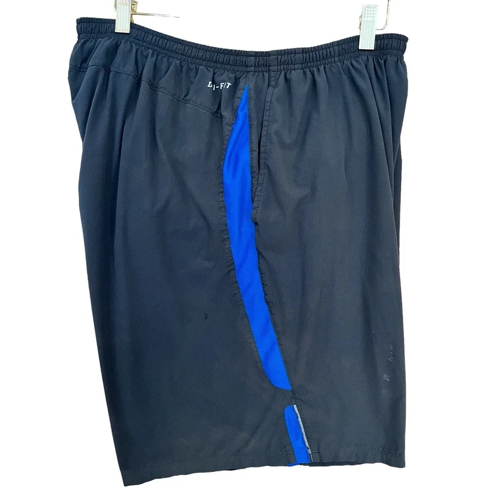 Nike Swim Trunks Mens XL Black Blue Board Shorts DriFit Lined Beach Vacation